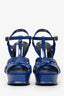 Saint Laurent Blue Patent Leather Tribute Platform Heels Size 38