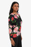 Dolce & Gabbana Black Multicolour Floral Silk Cotton Lace Detail Long Sleeve Top Estimated Size S