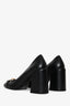 Versace Black Leather Gold Medusa Block Heels Size 39