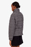 Maje Black/White Tweed Belted Puffer Jacket Size 40