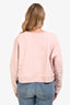 Celine Pink Cotton Logo Crewneck Cropped Sweatshirt Size L