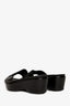 Prada Black Nylon Patent Strap Platform Slides Size 40