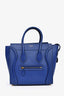Celine 2014-15 Blue Pebbled Leather Micro Luggage Tote