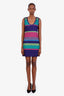 Missoni Purple/Pink/Metallic Striped Knit Sleeveless Mini Dress Size 38