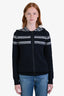 Christian Dior Blue Cashmere Oblique Detail Zip Up Sweater Size 4