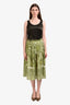 Max Mara Green/Cream Lined Floral Midi Skirt Size 4
