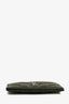 Saint Laurent Dark Green Leather Chevron Card Holder