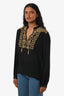 Nili Lotan Black/Gold Embroidered Silk Chiffon 'Karina' Blouse Size Small