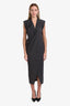 Brunello Cucinelli Grey Silk Cowl Cap Sleeve Dress Size M