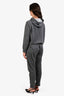 Brunello Cucinelli Grey Cotton Silk Monili Detail Joggers + Hoodie Set Size M