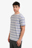 Dior Homme Grey/Blue Striped Short Sleeve T-Shirt Size S