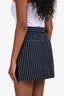 Frame Navy Pinstripe Wool Mini Skirt Size S