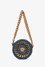 Versace Blue/Gold Denim Medusa Chain Detail Shoulder Bag