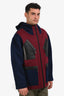 Valentino Burgundy/Blue Wool Zip Up Jacket Size 48 Mens