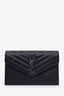 Saint Laurent Black Grained Leather Wallet On Chain