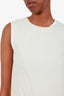 Brunello Cucinelli White Cotton Beige Silk Sleeveless Top Size S