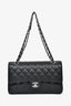 Pre-loved Chanel™ 2021+ Black Caviar Leather CC Classic Medium Double Flap SHW