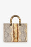Christian Dior 2015 Brown/Gold Python 'Lady Dior' Top Handle Bag