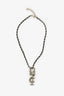 Pre-loved Chanel™ 22K Gold Tone Leather-interlaced Chain Letter Drop Necklace