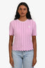 Maje Pink Chevron Knit Short Sleeve Sweater Size 1
