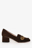 Gucci Brown Suede Fringe Marmont Block Heels Size 38