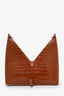 Givenchy Brown Crocodile Embossed Cut-Out Tote Shoulder Bag
