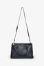 Prada Navy Saffiano Double Zip Medium Galleria Tote with Strap
