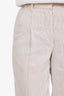 Brunello Cucinelli Cream/Brown Linen Cotton Blend Striped Blazer + Pant Set Size 36