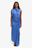 A.L.C Blue Single Draped Bunched Side 'Pia' Maxi Dress Size 6