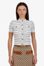 Balmain White/Gold Glitter Zebra Stripe Jacquard Cardigan Size 36