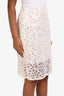 Vera Wang White/Nude Lace Knee Length Pencil Skirt Size 2