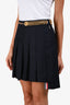 Thom Browne Black Wool Clock Embroidered Pleated Mini Skirt Size 38