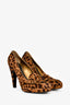 Prada Leopard Ponyhair Platform Heels Size 40.5