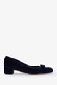 Salvatore Ferragamo Navy Velvet Bow Vara Pumps Size 10