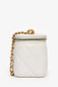 Pre-loved Chanel™ 2022 White Lambskin Mini Vanity On Chain
