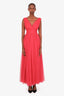 Pamela Rolland Pink Pleated Tulle Long Gown Size 2