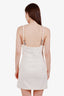 Off-White White/Silver Cotton Blend Tweed Halter Mini Dress Size 36