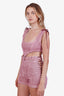 Jean Paul Gaultier X Knwls Pink Denim Lace Up Crop Top + Short Set Size M