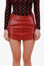 Michelle Mason Red Lambskin Leather Mini Skirt Size 0