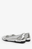 Prada Metallic Silver Leather Pointed Toe Flats Size 41