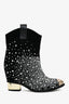 Giuseppe Zanotti Black Suede Crystal Toe Cap Ankle Boots Size 38