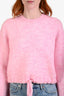Maje Pink Wool Blend Cropped Knit Drawstring Sweater Size 1