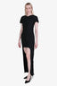 Pre-loved Chanel™ Black/Glitter Silver Wool Blend Short Sleeve High-Low Maxi Dress Size 36