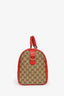 Gucci Vintage GG Supreme Canvas Red Leather Web Boston Bag with Strap