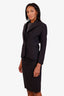 Ensemble Ralph Lauren Black Label composé d’un blazer noir en laine à un bouton et d’une jupe midi, taille 2