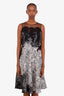 Teri Jon Black/White Lace Patterned Midi Dress Size 6