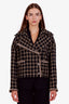 Pre-loved Chanel™ 21s Black Check Tweed Chain Rolled-Edged Jacket Size 40