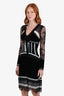 Ermanno Scervino Black Velvet Lace Detail Dress Size 40