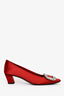 Red Stain Strass Buckle Kitten Heel Size 36.5