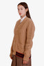 Gucci Brown Wool Web Striped Cable Knit Cardigan Size XS